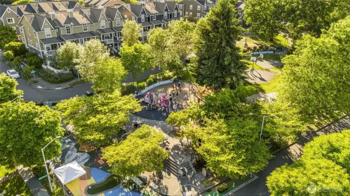 Playgrounds, basketball courts and trails
