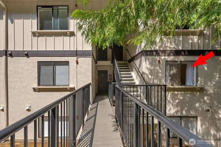 Entry to unit J23 from parking lot.