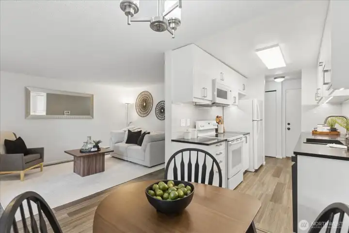 Circular floorplan makes for easy entertainment.