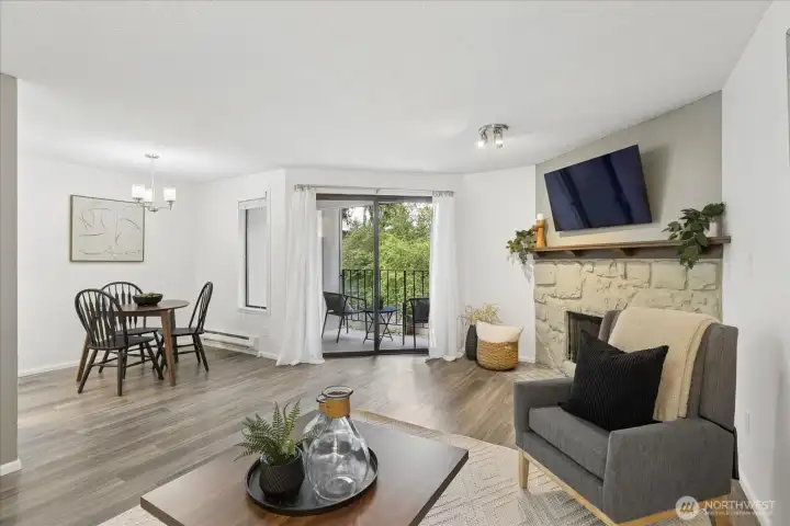 There's even a functional wood burning fireplace!