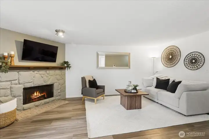 Use the wood burning fireplace during the cold, rainy winter months.