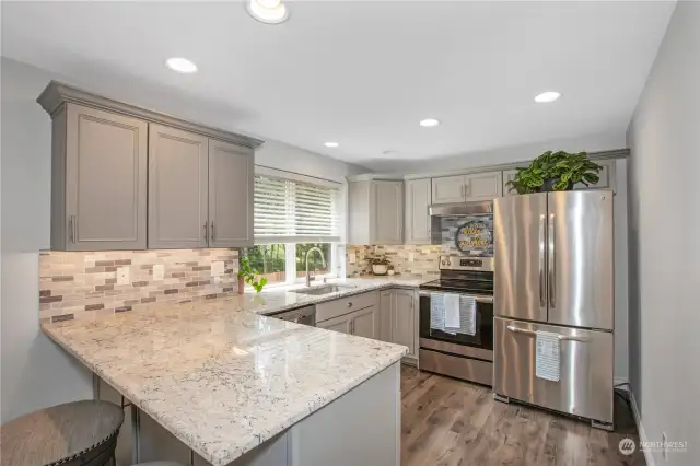 So pretty updated kitchen with granite counters