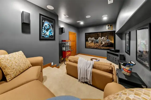 Let's not forget the media room with projector and 7 surround speaker system. All media equipment stays with home.  New carpet and pad.  Custom couches and ottoman all negotiable with the sale.