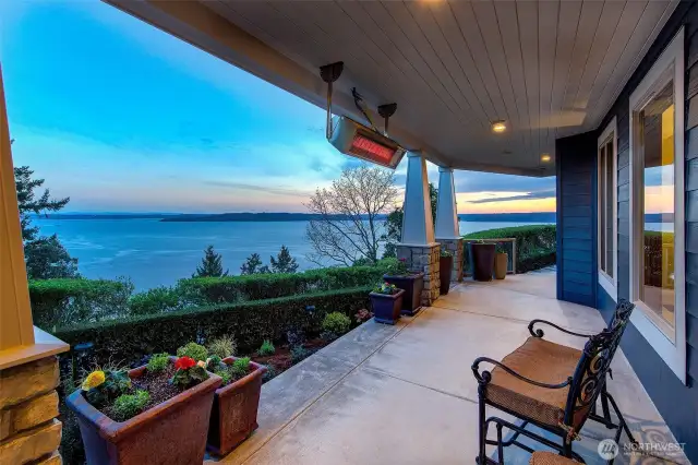 Lower level patio with 2 gas plumbed heaters.  Plenty of lighting and speakers here.  Wonderful evenings to enjoy here.  Have dinner or some swing dancing.  Protected from the elements if raining or snowing.  A wonderful space all year around.
