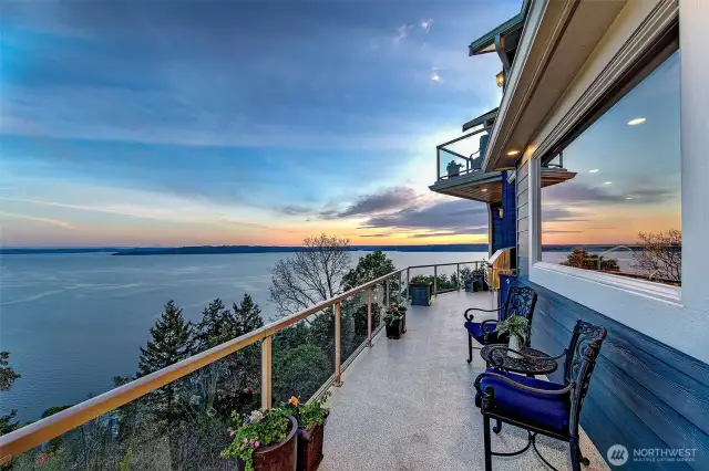 The deck spans the full length of the home.