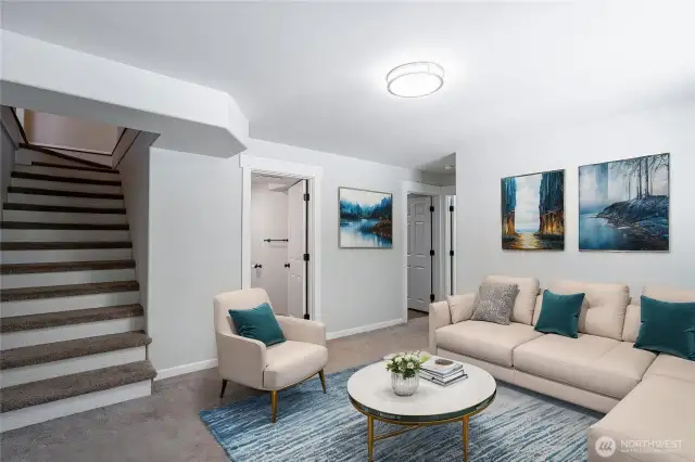 Downstairs living space - digitally staged