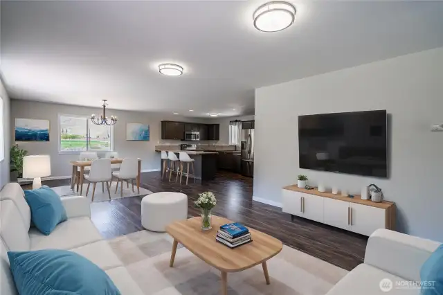 Living Room and Dining Room - Digitally staged
