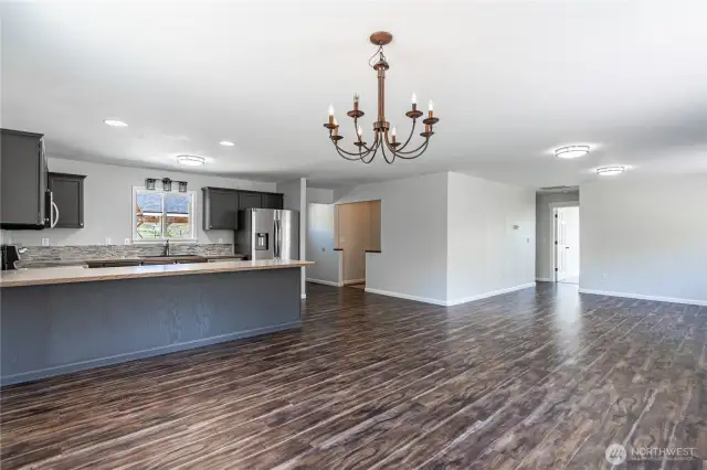 Living Room, Dining Room and Kitchen