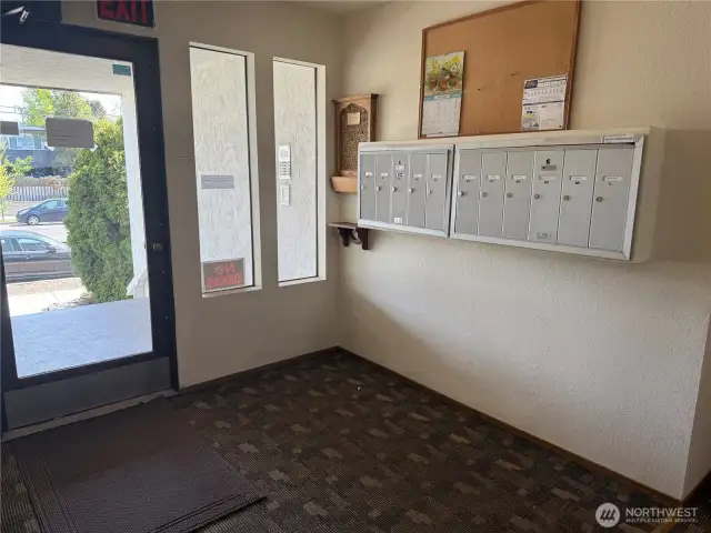 Mailboxes located conveniently on the first floor entrance area.