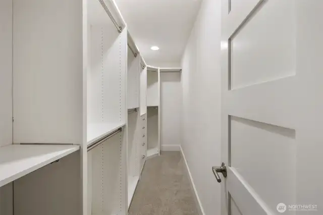 Spacious, finished walk-in closet off main bedroom