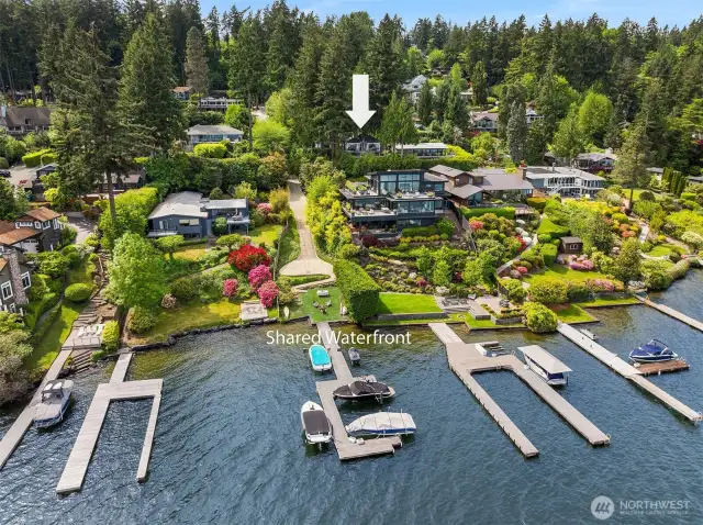 Here we go! This is one of the best shared waterfronts on the lake. Do you know why? You can drive down, drop things off and there is actually room to park! Very rare for shared waterfrontl