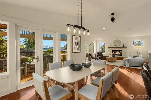 Lake views from the main living area and outdoor covered living space.