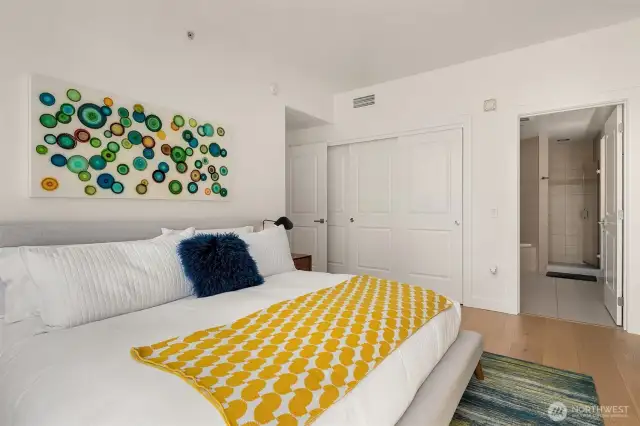 Large bedroom with 2 sets of closets.