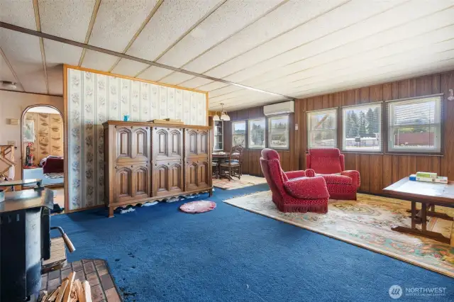 Livingroom.  Working wood stove
