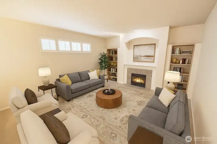 Family Room Virtually Staged