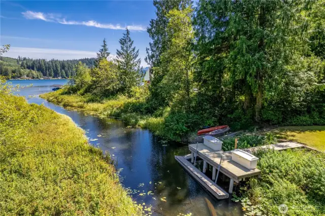 Dock on the outlet for lake access.
