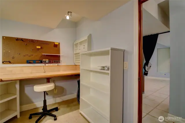 Lower left craft room.