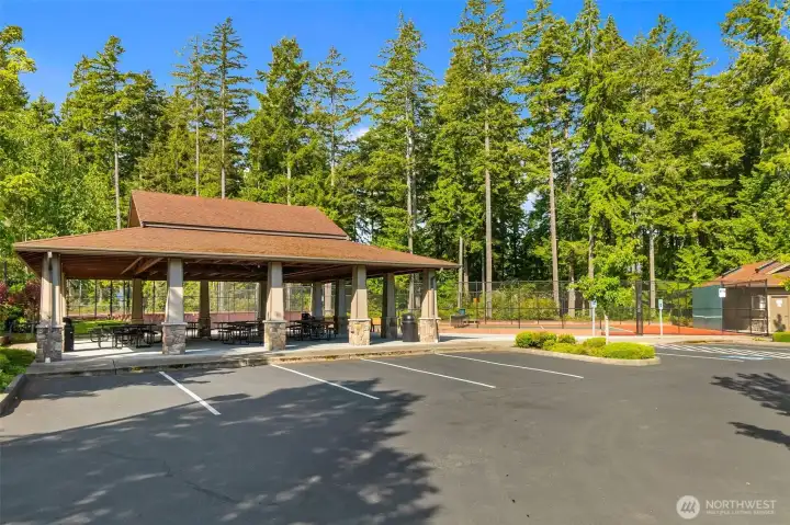 Community Pavilion with Tennis Courts Lots of Parking and Community Trails