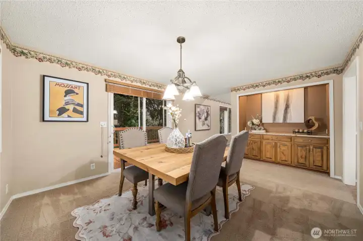 Dining room has its own private deck that is stubbed for natural gas bbq hookup.