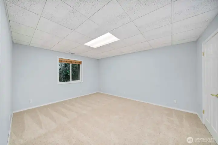 Large bedroom #4 downstairs has a walk in closet and access to the updated 3/4 bath.