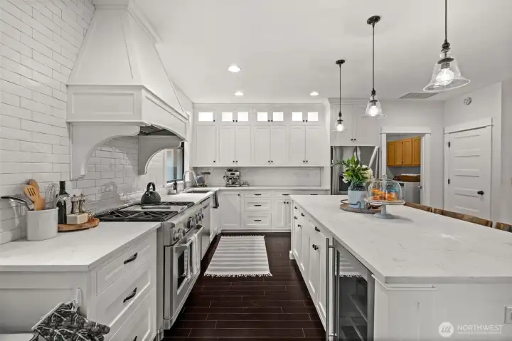 custom kitchen with beverage fridge