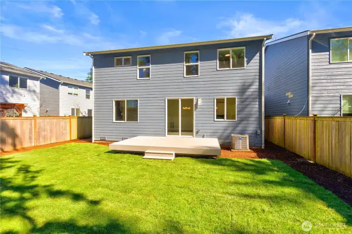 Backyard and sunny back deck