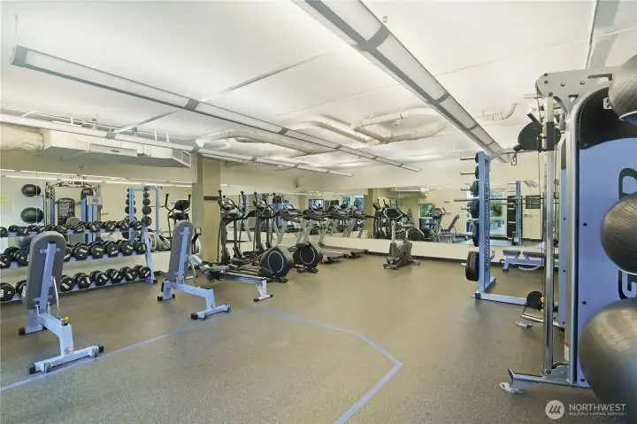 The gym is easily accessed from the unit through the courtyard.