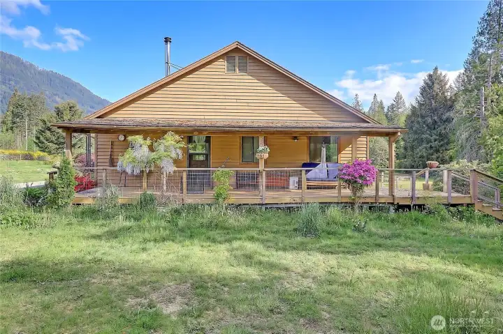 Wraparound covered porch