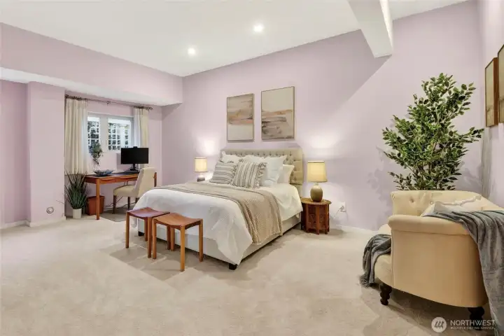 A very spacious main-level ensuite offers comfort and privacy for guests.