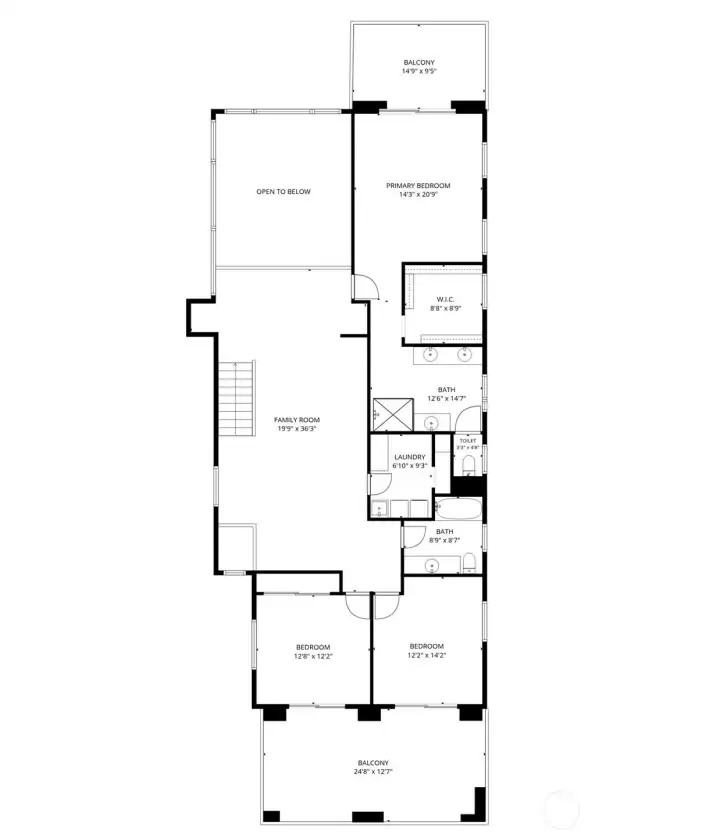 Upper level floor plan.