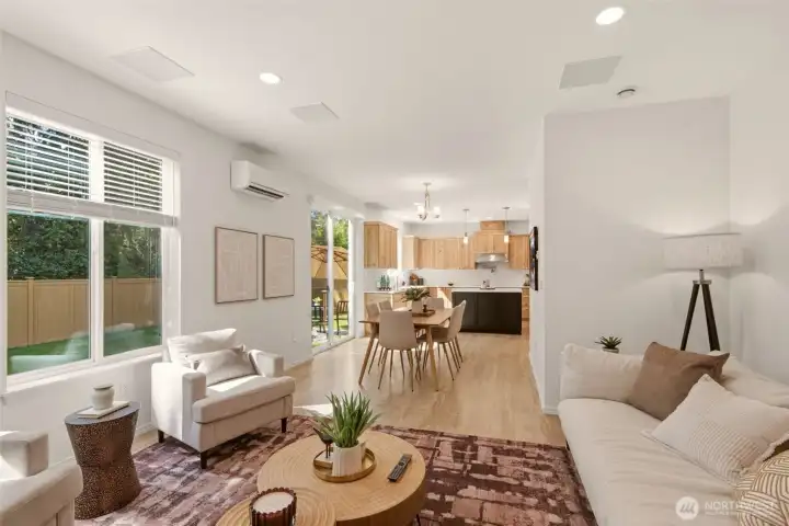 Great flow of space adjoining dining room to great room Great flow of space adjoining dining room to great room
