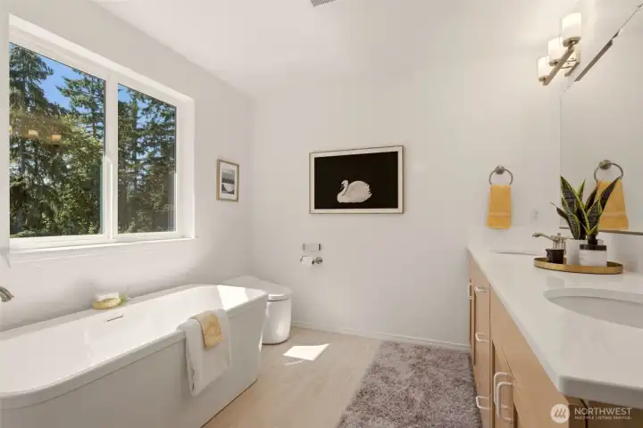 Master bath with dual shower, double sink and dual shower Master bath with dual shower, double sink and dual shower