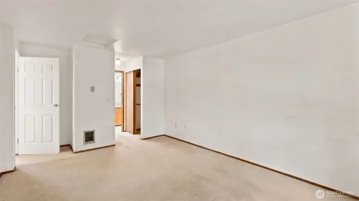 Primary bedroom with attached full bathroom and dual closets Primary bedroom with attached full bathroom and dual closets