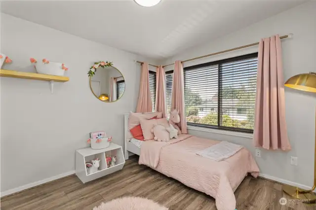 Second bedroom upstairs with west facing window.