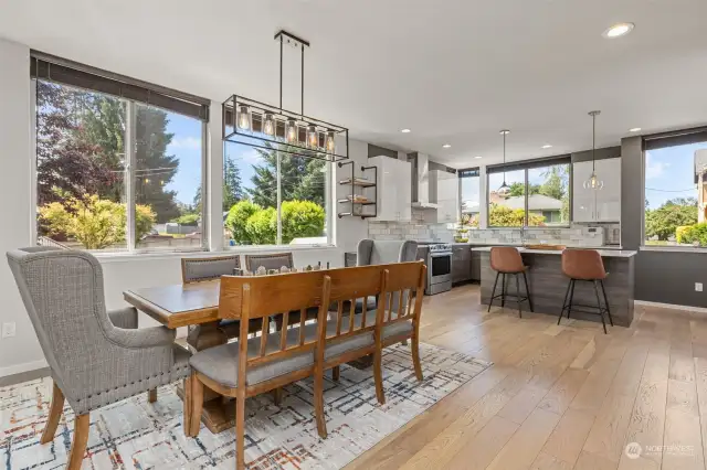 Oversized dining area uncommon for modern townhomes.