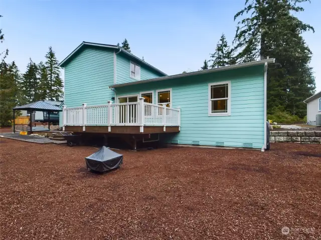 large deck overlooking lake