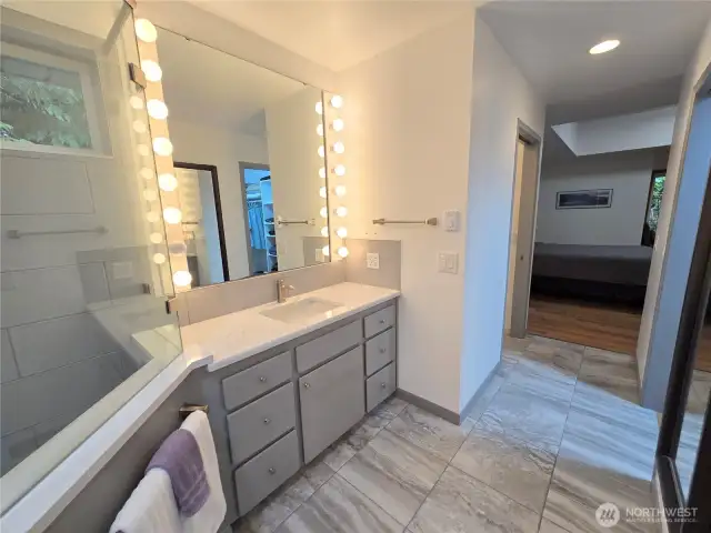 Heated Tile leads you to spacious Primary Bathroom