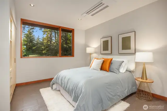 Cement and cork floors + Douglas fir trim details.