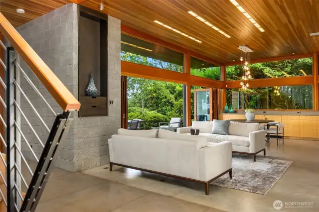 Concrete thermal spine anchors the home’s passive energy design