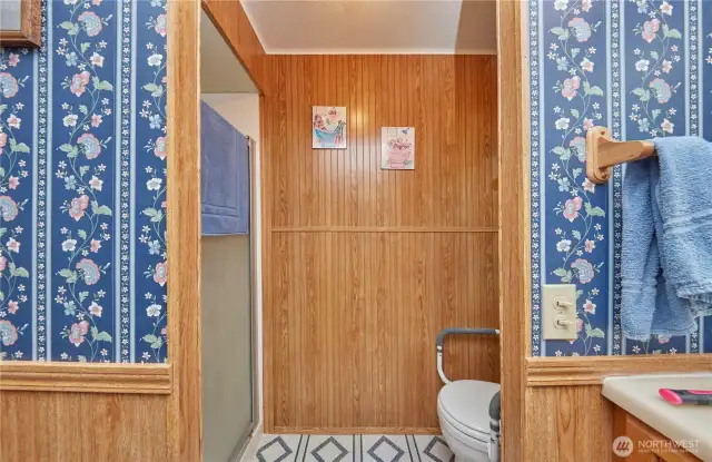Primary bathroom with shower.