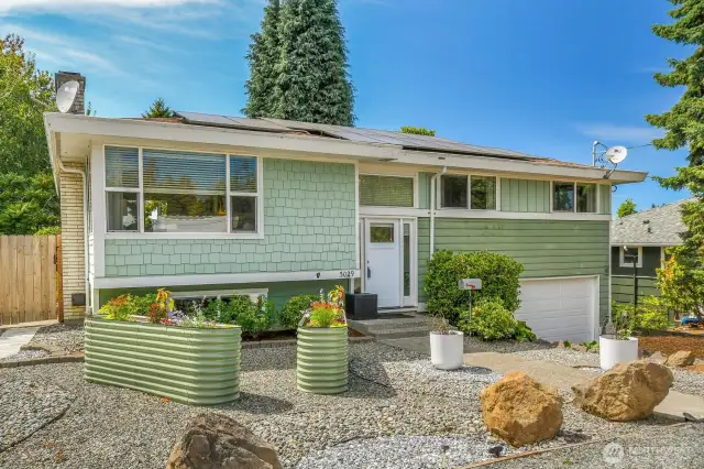 Rock garden and raised beds offer gardening opportunities