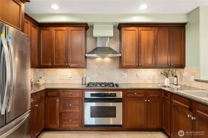 Spacious kitchen with stainless steel appliances
