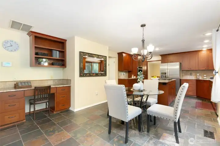 Built in desk in breakfast nook