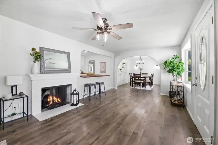 Cozy up by the fireplace