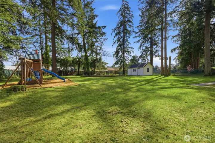 View from your back patio.  That shop has electricity