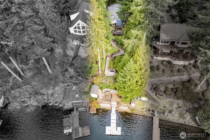 Highlighted property and waterfront