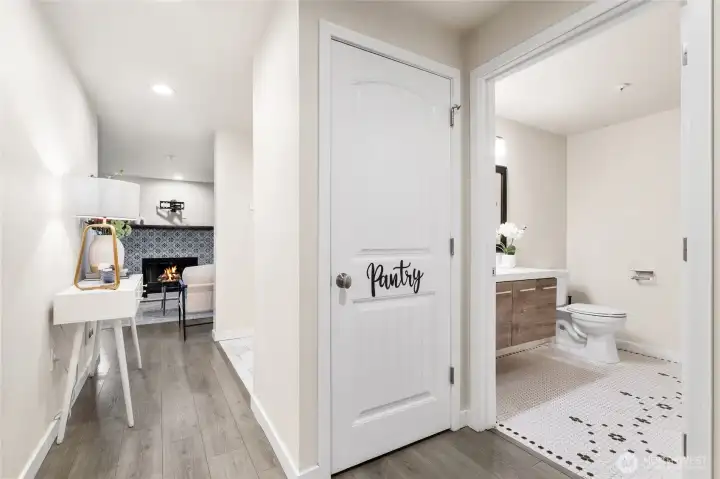 Pantry closet for extra storage.