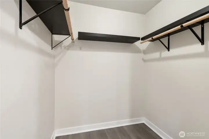 Primary bedroom walk-in closet.