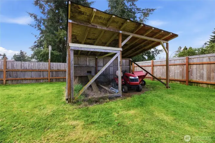 Chicken coop and covered storage
