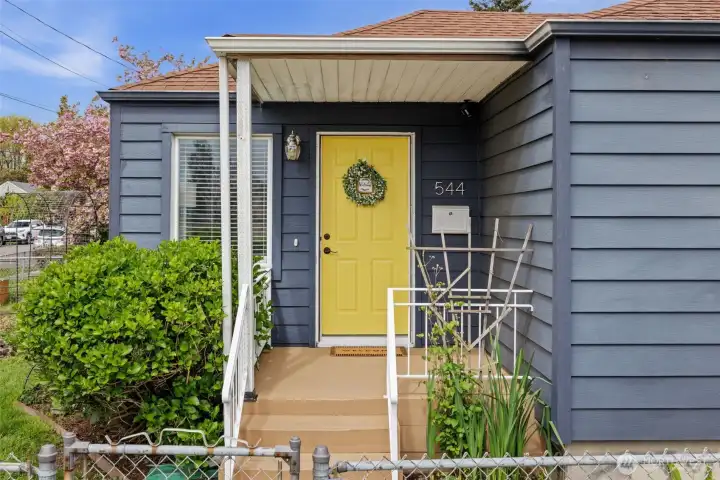 Charming front covered porch
